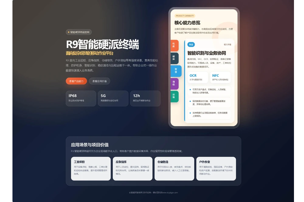 智能硬派终端官网专题建设-标签抽拉交互效果